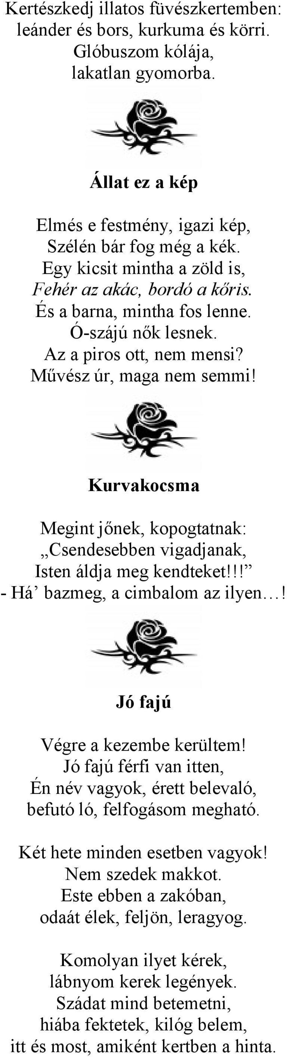 Kurvakocsma Megint jőnek, kopogtatnak: Csendesebben vigadjanak, Isten áldja meg kendteket!!! - Há bazmeg, a cimbalom az ilyen! Jó fajú Végre a kezembe kerültem!