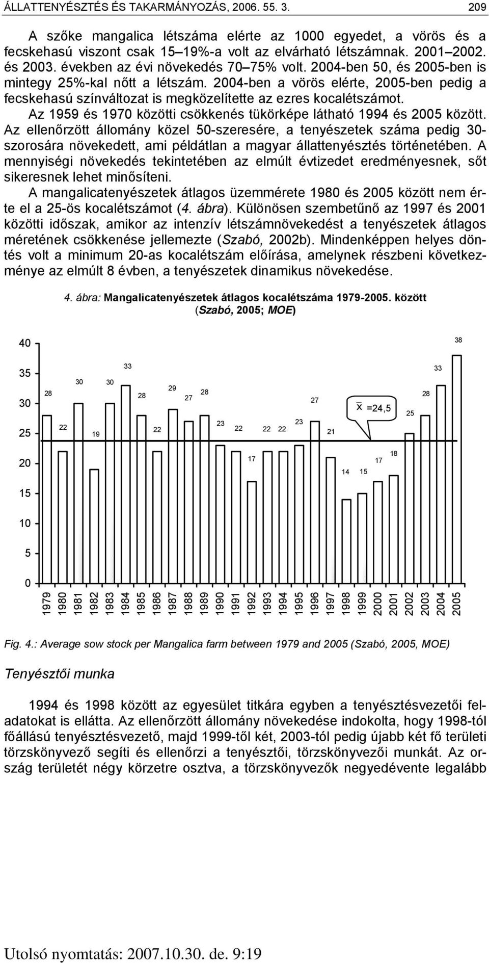 2004-ben a vörös elérte, 2005-ben pedig a fecskehasú színváltozat is megközelítette az ezres kocalétszámot. Az 1959 és 1970 közötti csökkenés tükörképe látható 1994 és 2005 között.