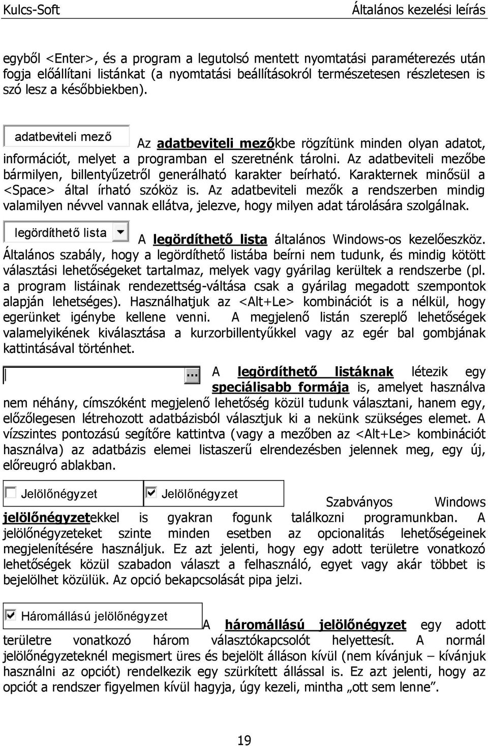 Az adatbeviteli mezőbe bármilyen, billentyűzetről generálható karakter beírható. Karakternek minősül a <Space> által írható szóköz is.