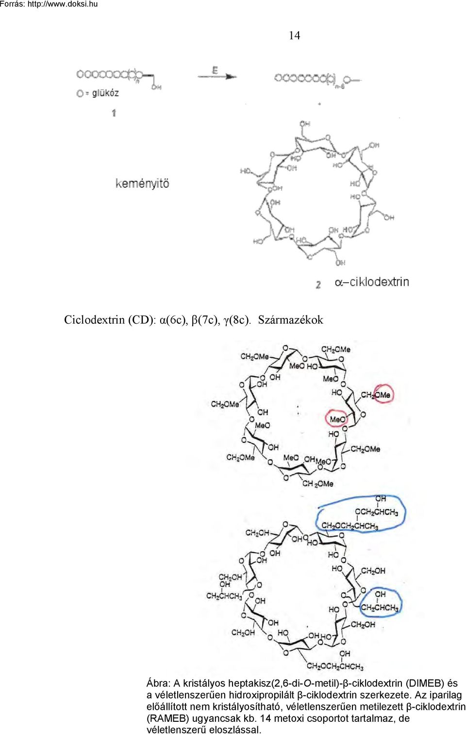 véletlenszerűen hidroxipropilált β-ciklodextrin szerkezete.