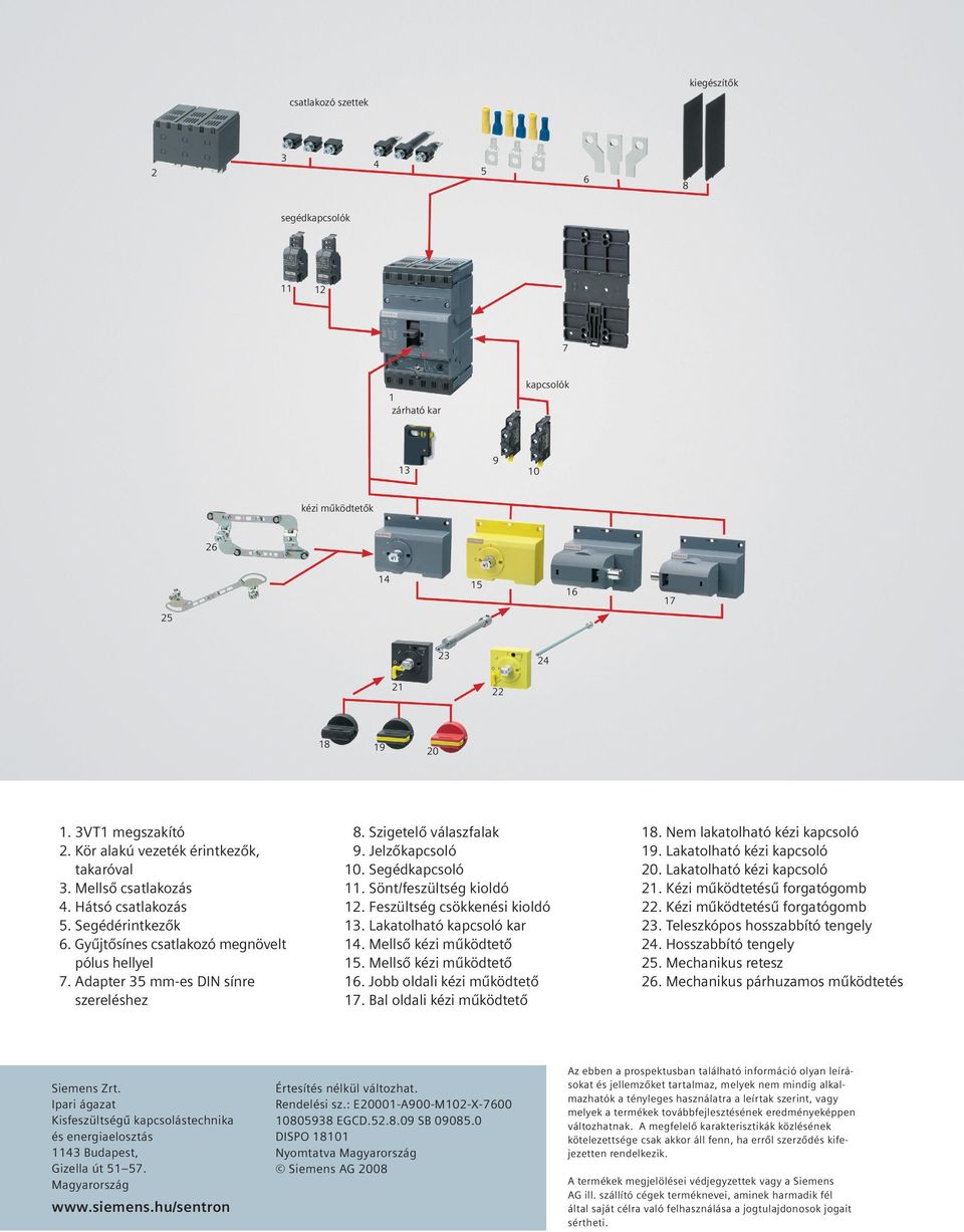 Adapter 35 mm-es DIN sínre szereléshez Siemens Zrt. Ipari ágazat Kisfeszültségű kapcsolástechnika és energiaelosztás 1143 Budapest, Gizella út 51 57. Magyarország www.siemens.hu/sentron 19 24 22 20 8.