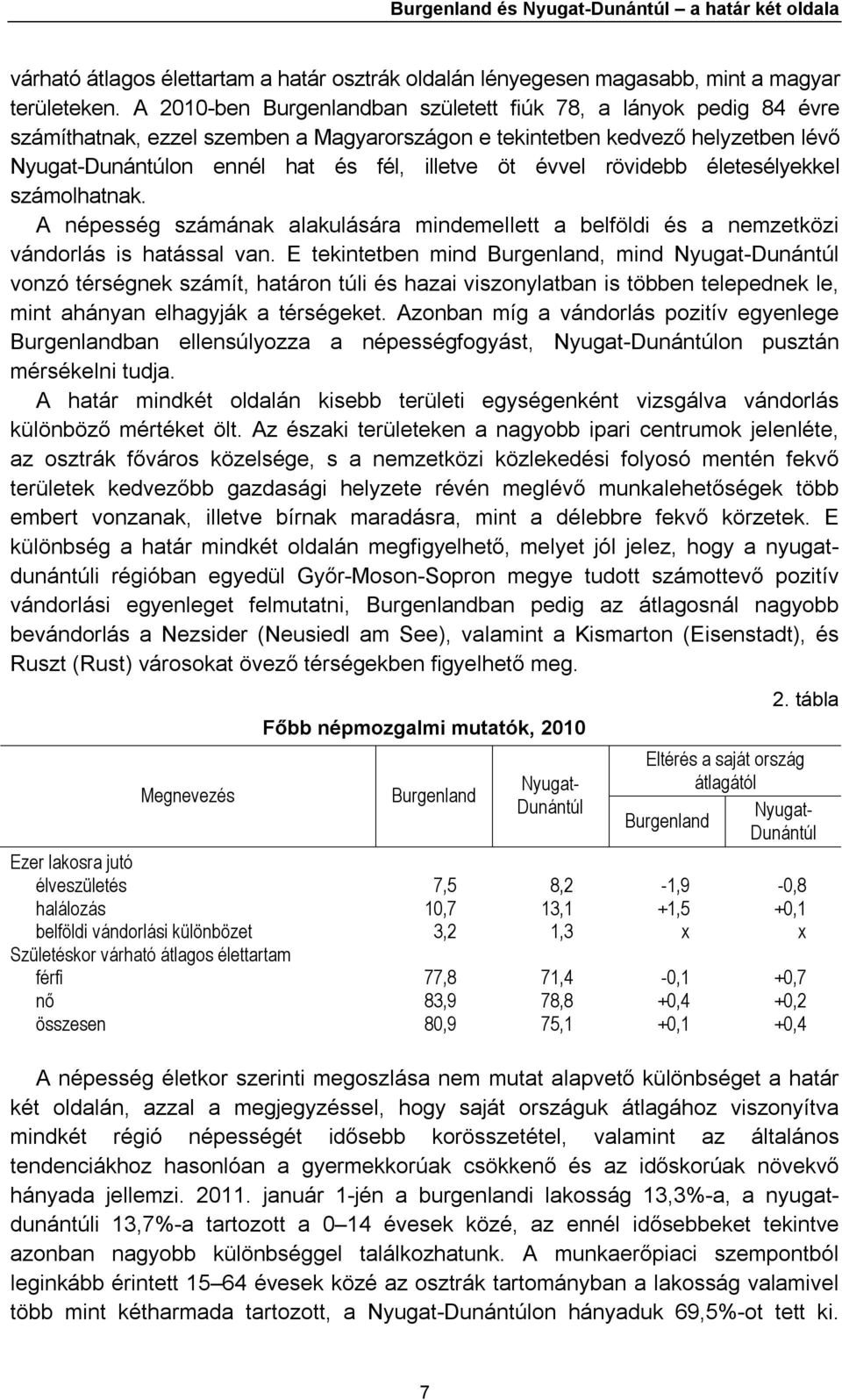 évvel rövidebb életesélyekkel számolhatnak. A népesség számának alakulására mindemellett a belföldi és a nemzetközi vándorlás is hatással van.