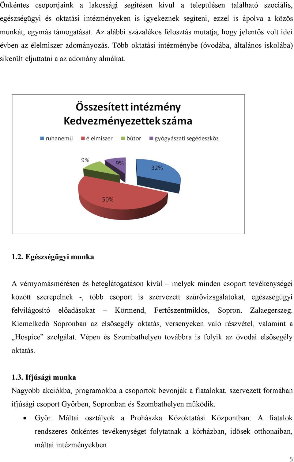 Egészségügyi munka A vérnyomásmérésen és beteglátogatáson kívül melyek minden csoport tevékenységei között szerepelnek -, több csoport is szervezett szűrővizsgálatokat, egészségügyi felvilágosító