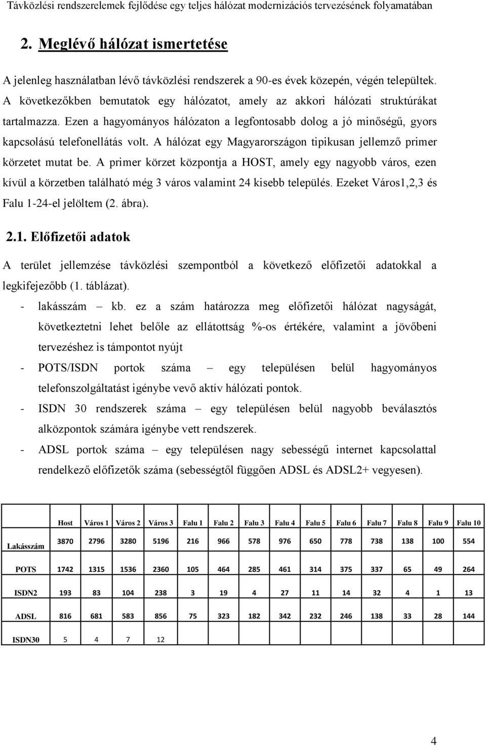 A hálózat egy Magyarországon tipikusan jellemző primer körzetet mutat be.