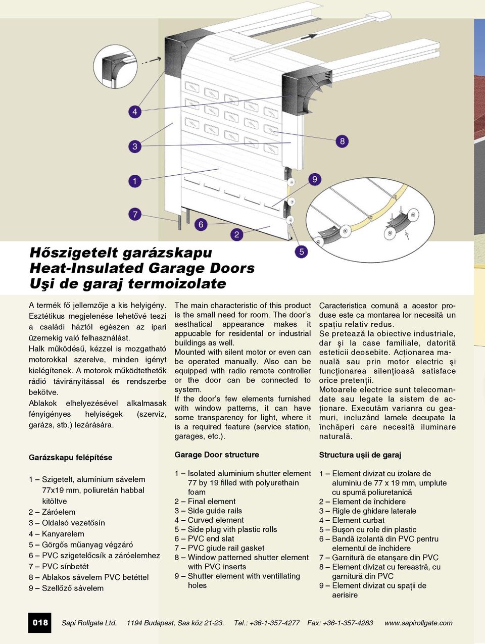 A motorok működtethetők rádió távirányítással és rendszerbe bekötve. Ablakok elhelyezésével alkalmasak fényigényes helyiségek (szerviz, garázs, stb.) lezárására.