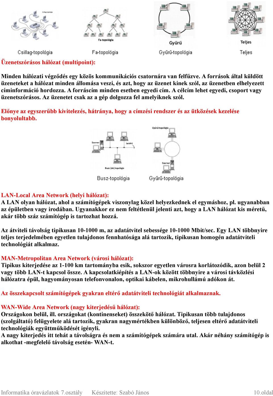 A célcím lehet egyedi, csoport vagy üzenetszórásos. Az üzenetet csak az a gép dolgozza fel amelyiknek szól.