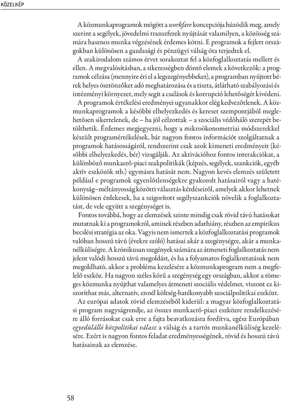 A megvalósításban, a sikerességben döntő elemek a következők: a programok célzása (mennyire éri el a legszegényebbeket), a programban nyújtott bérek helyes ösztönzőket adó meghatározása és a tiszta,