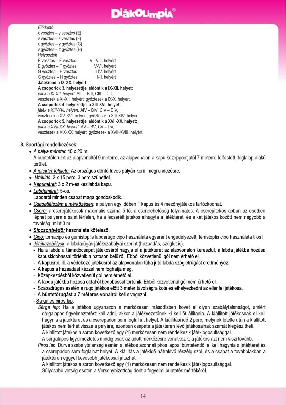 helyért: AIII BIII, CIII DIII, vesztesek a XI-XII. helyért, győztesek a IX-X. helyért. A csoportok 4. helyezettjei a XIII-XVI. helyet: játék a XIII-XVI. helyért: AIV BIV, CIV DIV, vesztesek a XV-XVI.