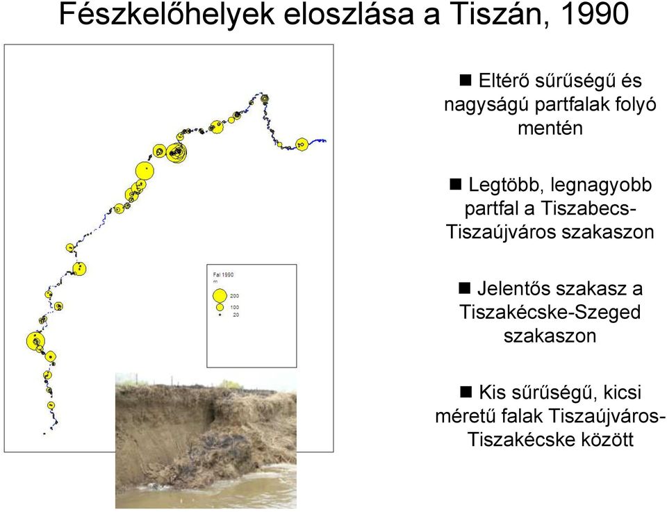 Tiszabecs- Tiszaújváros szakaszon Jelentős szakasz a