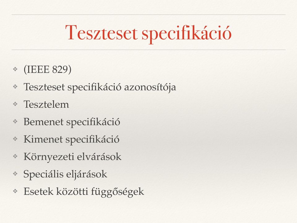 specifikáció Kimenet specifikáció Környezeti