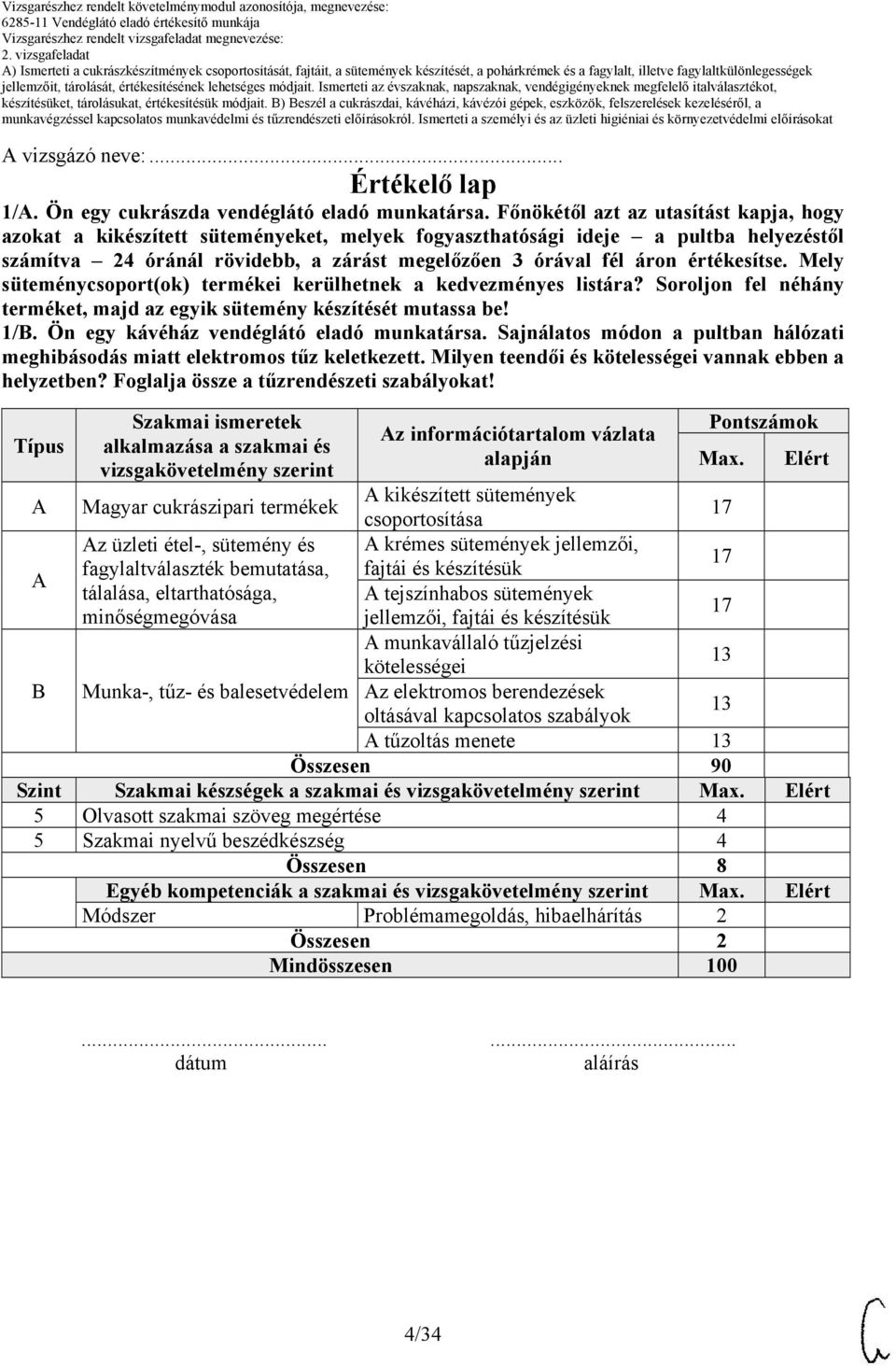 értékesítse. Mely süteménycsoport(ok) termékei kerülhetnek a kedvezményes listára? Soroljon fel néhány terméket, majd az egyik sütemény készítését mutassa be! 1/B.