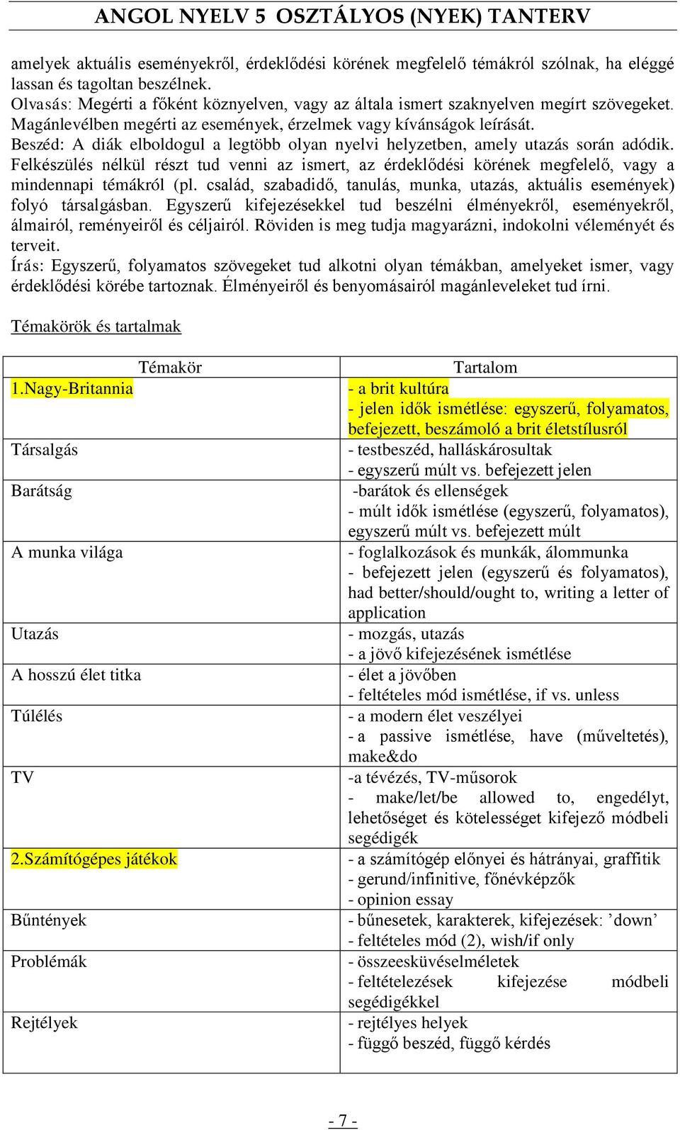 Beszéd: A diák elboldogul a legtöbb olyan nyelvi helyzetben, amely utazás során adódik. Felkészülés nélkül részt tud venni az ismert, az érdeklődési körének megfelelő, vagy a mindennapi témákról (pl.