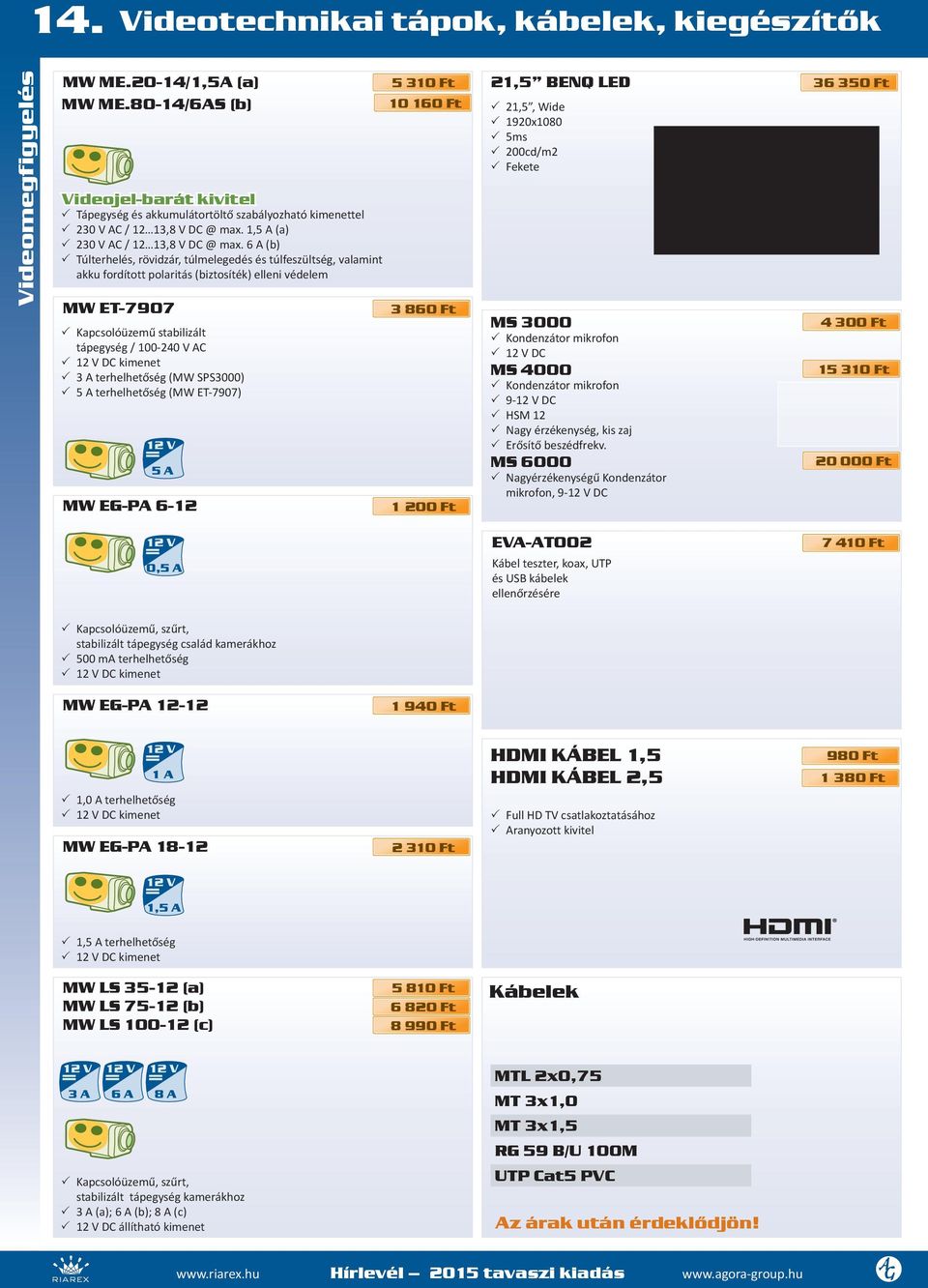 6 A (b) 33 Túlterhelés, rövidzár, túlmelegedés és túlfeszültség, valamint akku fordított polaritás (biztosíték) elleni védelem MW ET-7907 33 Kapcsolóüzemű stabilizált tápegység / 100-40 V AC 33 1 V