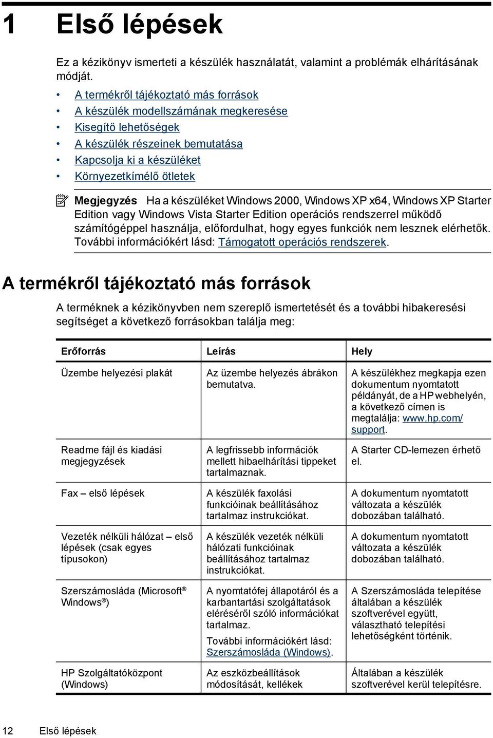 készüléket Windows 2000, Windows XP x64, Windows XP Starter Edition vagy Windows Vista Starter Edition operációs rendszerrel működő számítógéppel használja, előfordulhat, hogy egyes funkciók nem