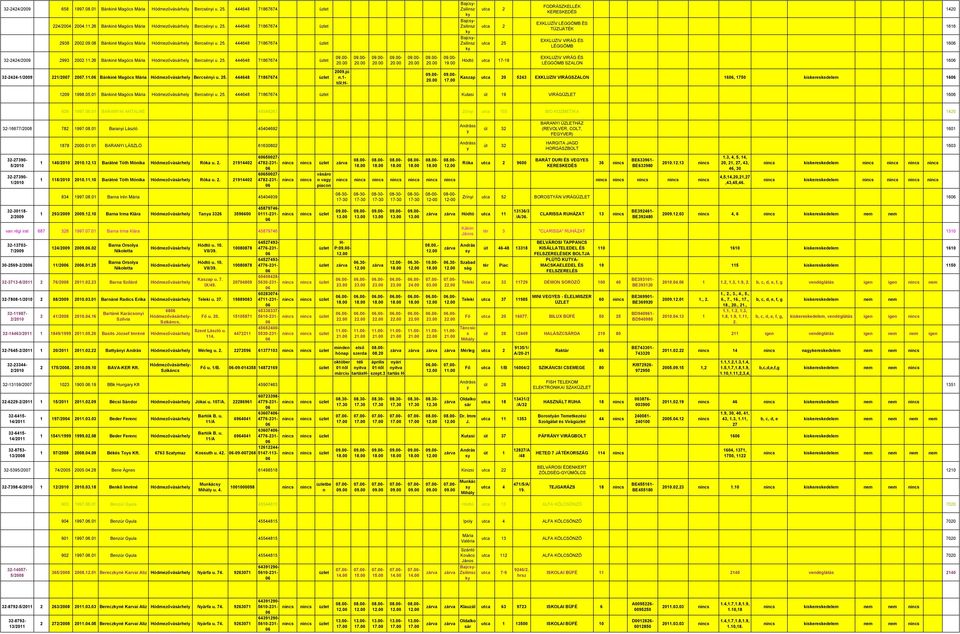 Bániné Magócs Mária Hódmezőváhel Bercséni u 25 444648 71867674 Hódtó utca 17-19 EXKLUZIV VIRÁG ÉS LÉGGÖMB SZALON 16 32-2424-1/2009 221/2007 200711 Bániné Magócs Mária Hódmezőváhel Bercséni u 25