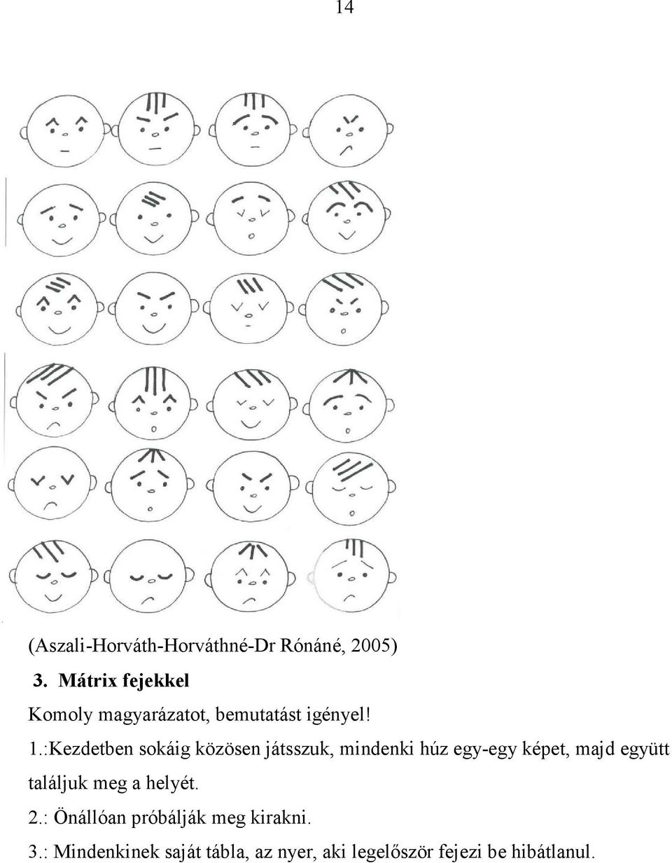 :Kezdetben sokáig közösen játsszuk, mindenki húz egy-egy képet, majd együtt