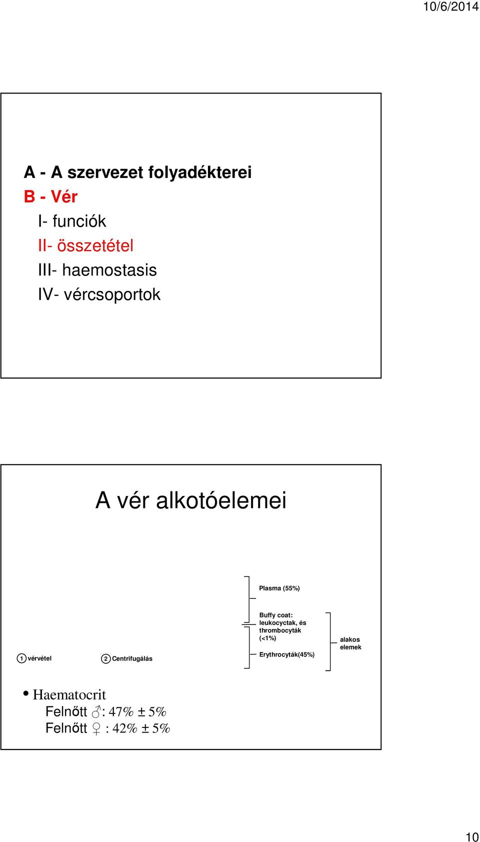 2 Centrifugálás Buffy coat: leukocyctak, és thrombocyták (<1%)