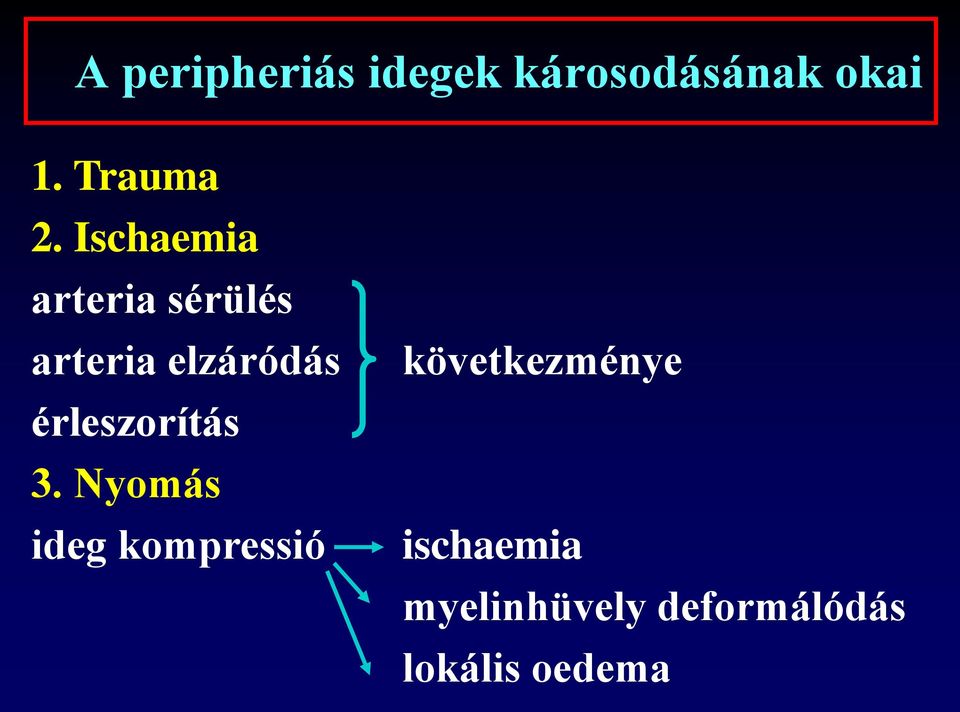 Ischaemia arteria sérülés arteria elzáródás