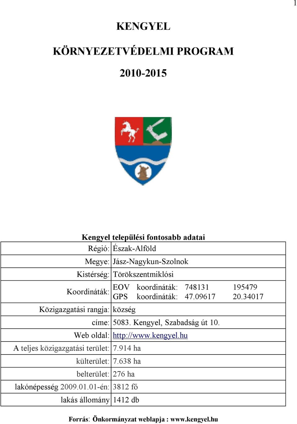 34017 címe: 5083. Kengyel, Szabadság út 10. Web oldal: http://www.kengyel.hu A teljes közigazgatási terület: 7.