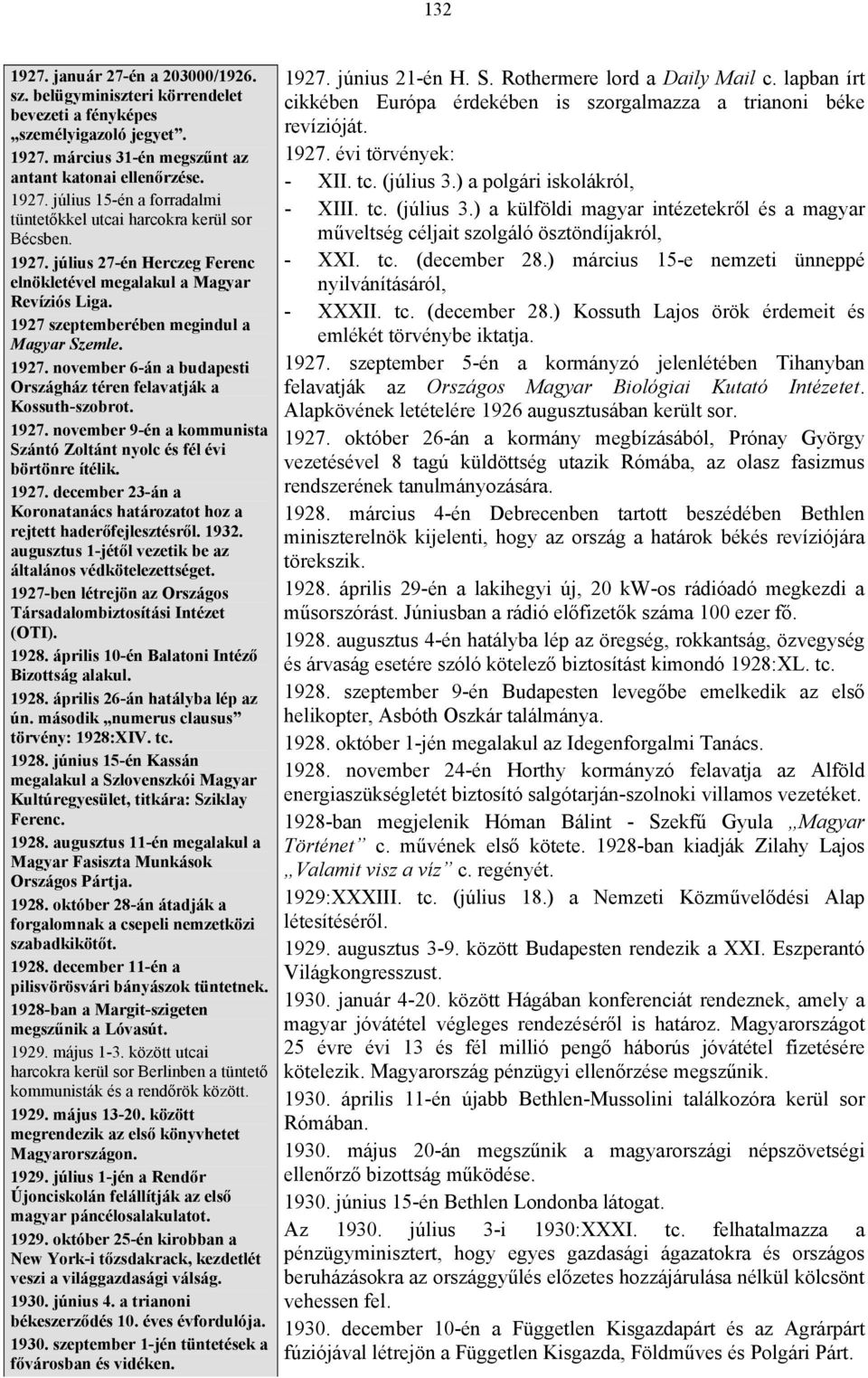 1927. november 9-én a kommunista Szántó Zoltánt nyolc és fél évi börtönre ítélik. 1927. december 23-án a Koronatanács határozatot hoz a rejtett haderőfejlesztésről. 1932.