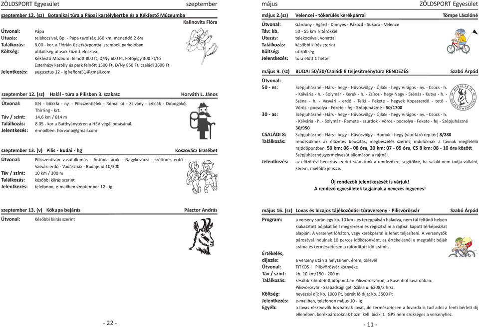 00 kor, a Flórián üzletközponbal szembeli parkolóban Költség: ú@költség utasok közöb elosztva Kékfestő Múzeum: felnőb 800,, D/Ny 600 Ft, Fotójegy 300 Ft/fő Esterházy kastély és park felnőb 1500 Ft,