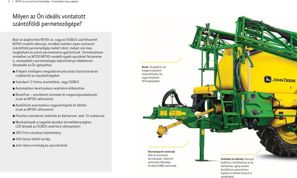 permetezésre gyártottunk. Természetesen rendelheti az M700/M700i modellt egyéb opciókkal felszerelve is, amelyekkel a permetezőgép teljesítménye tökéletesen illeszkedik az Ön igényeihez.