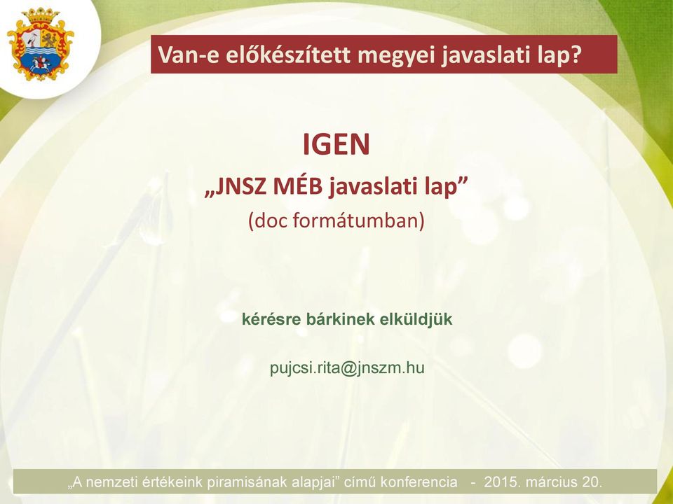 IGEN JNSZ MÉB javaslati lap (doc