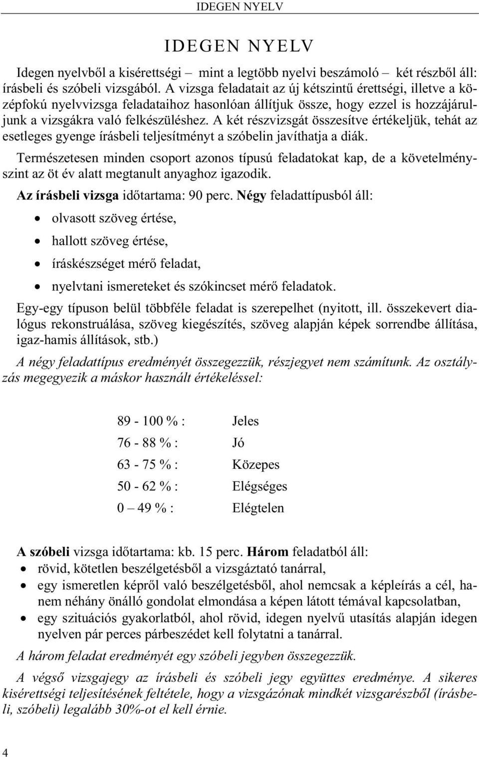 A két részvizsgát összesítve értékeljük, tehát az esetleges gyenge írásbeli teljesítményt a szóbelin javíthatja a diák.