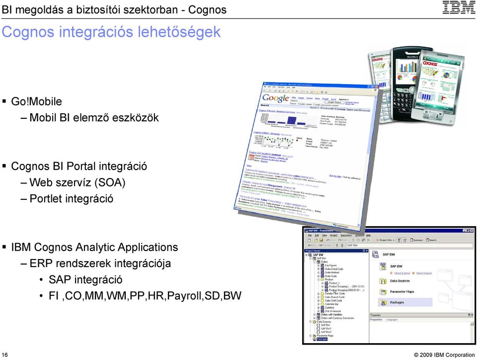 Web szervíz (SOA) Portlet integráció IBM Cognos Analytic