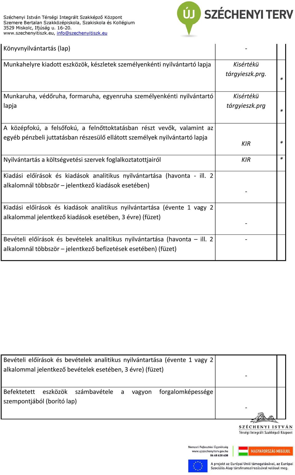 prg * * A középfokú, a felsőfokú, a felnőttoktatásban részt vevők, valamint az egyéb pénzbeli juttatásban részesülő ellátott személyek nyilvántartó lapja KIR * Nyilvántartás a költségvetési szervek