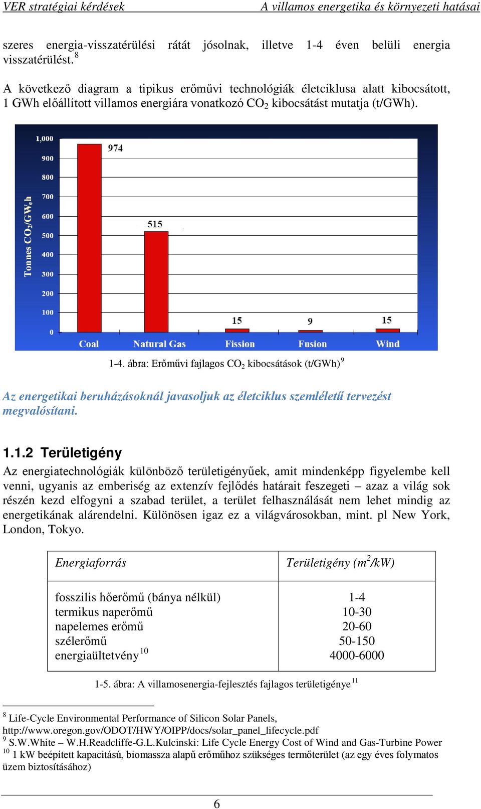 ábra: Erőművi fajlagos CO 2 kibocsátások (t/gwh) 9 Az energetikai beruházásoknál javasoljuk az életciklus szemléletű tervezést megvalósítani. 1.