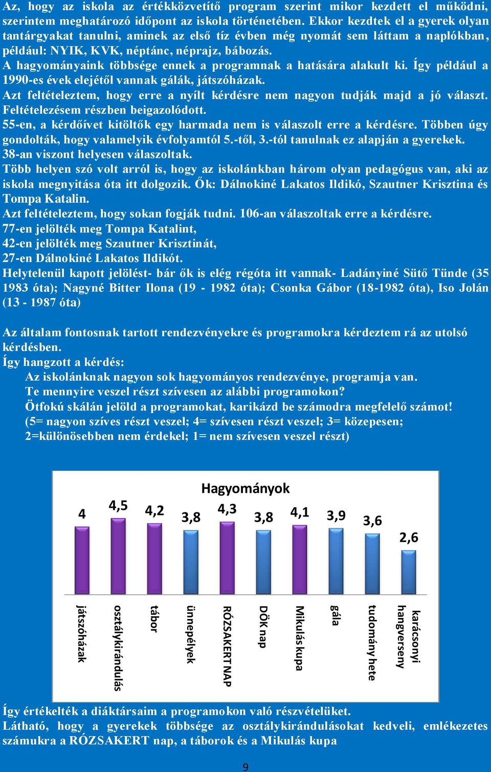 A hagyományaink többsége ennek a programnak a hatására alakult ki. Így például a 99-es évek elejétől vannak gálák, játszóházak.