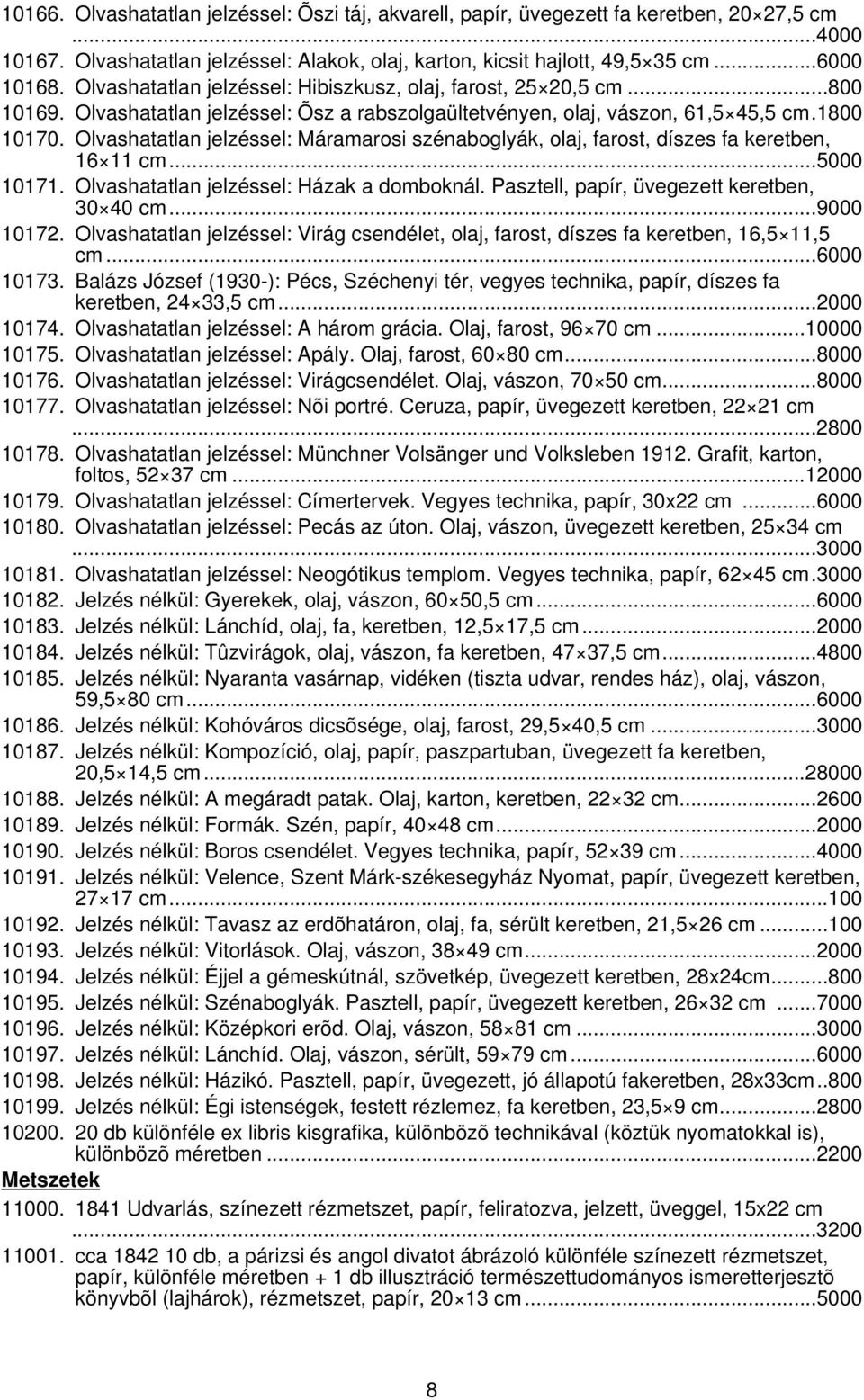 Olvashatatlan jelzéssel: Máramarosi szénaboglyák, olaj, farost, díszes fa keretben, 16 11 cm...5000 10171. Olvashatatlan jelzéssel: Házak a domboknál. Pasztell, papír, üvegezett keretben, 30 40 cm.