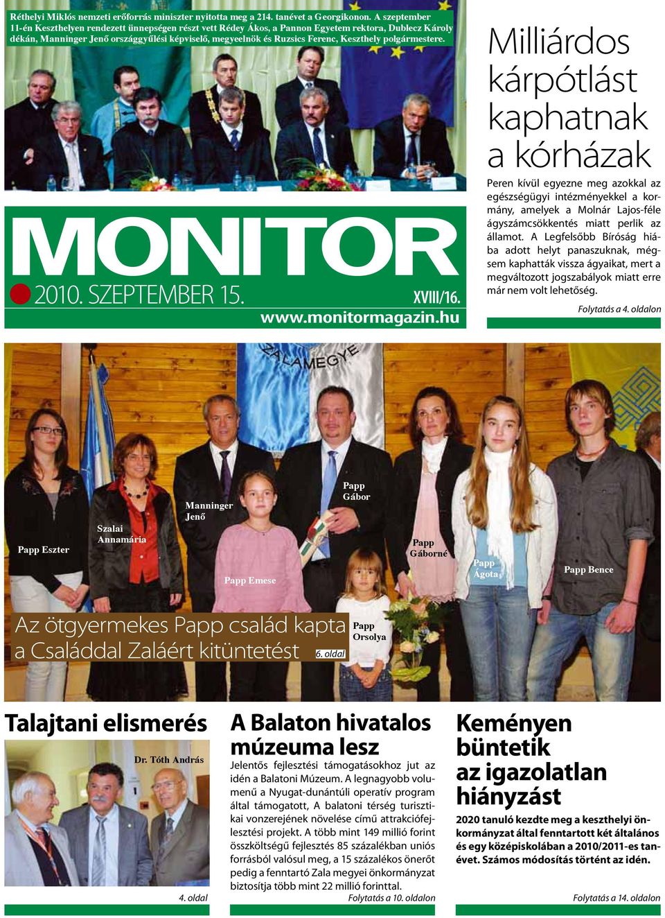 Keszthely polgármestere. monitor 2010. szeptember 15. xviii/16. www.monitormagazin.