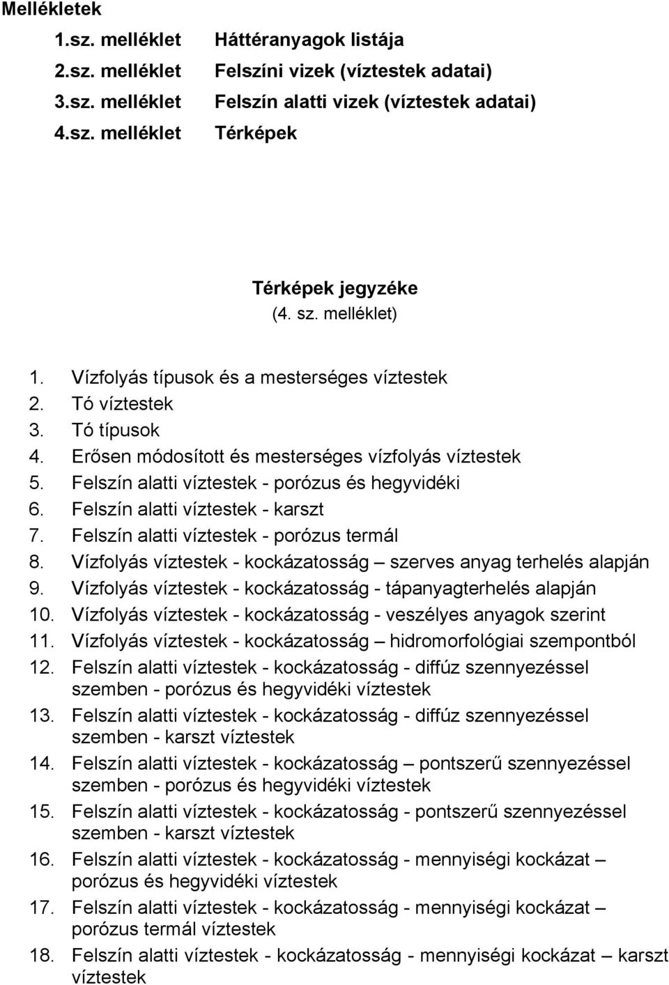 Felszín alatti víztestek - porózus és hegyvidéki 6. Felszín alatti víztestek - karszt 7. Felszín alatti víztestek - porózus termál 8.