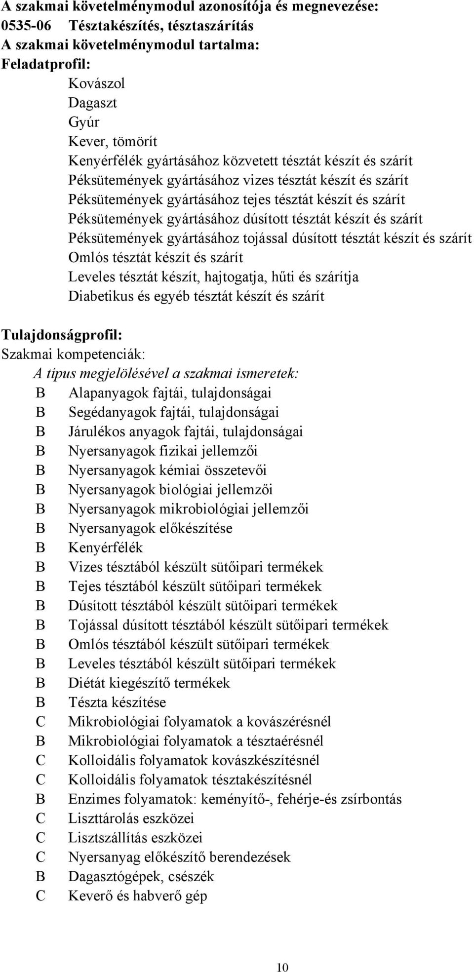 és szárít Péksütemények gyártásához tojással dúsított tésztát készít és szárít Omlós tésztát készít és szárít Leveles tésztát készít, hajtogatja, hűti és szárítja Diabetikus és egyéb tésztát készít