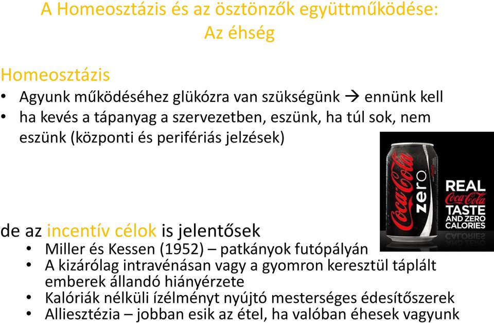 jelentősek Miller és Kessen (1952) patkányok futópályán A kizárólag intravénásan vagy a gyomron keresztül táplált emberek