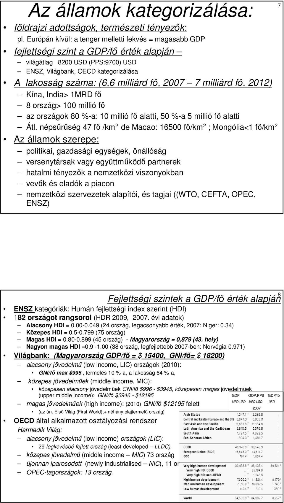 fı, 2007 7 milliárd fı, 2012) Kína, India> 1MRD fı 8 ország> 100 millió fı az országok 80 %-a: 10 millió fı alatti, 50 %-a 5 millió fı alatti Átl.