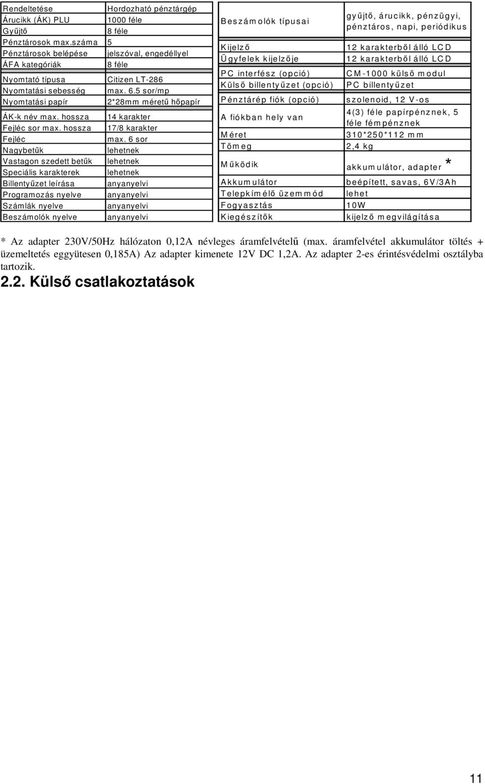 hossza 14 karakter Fejléc sor max. hossza 17/8 karakter Fejléc max.