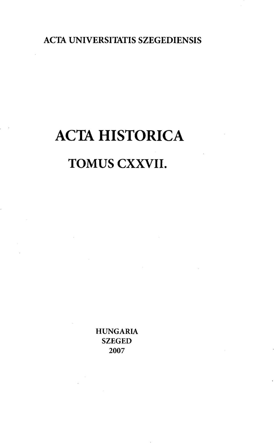 HISTORICA TOMUS