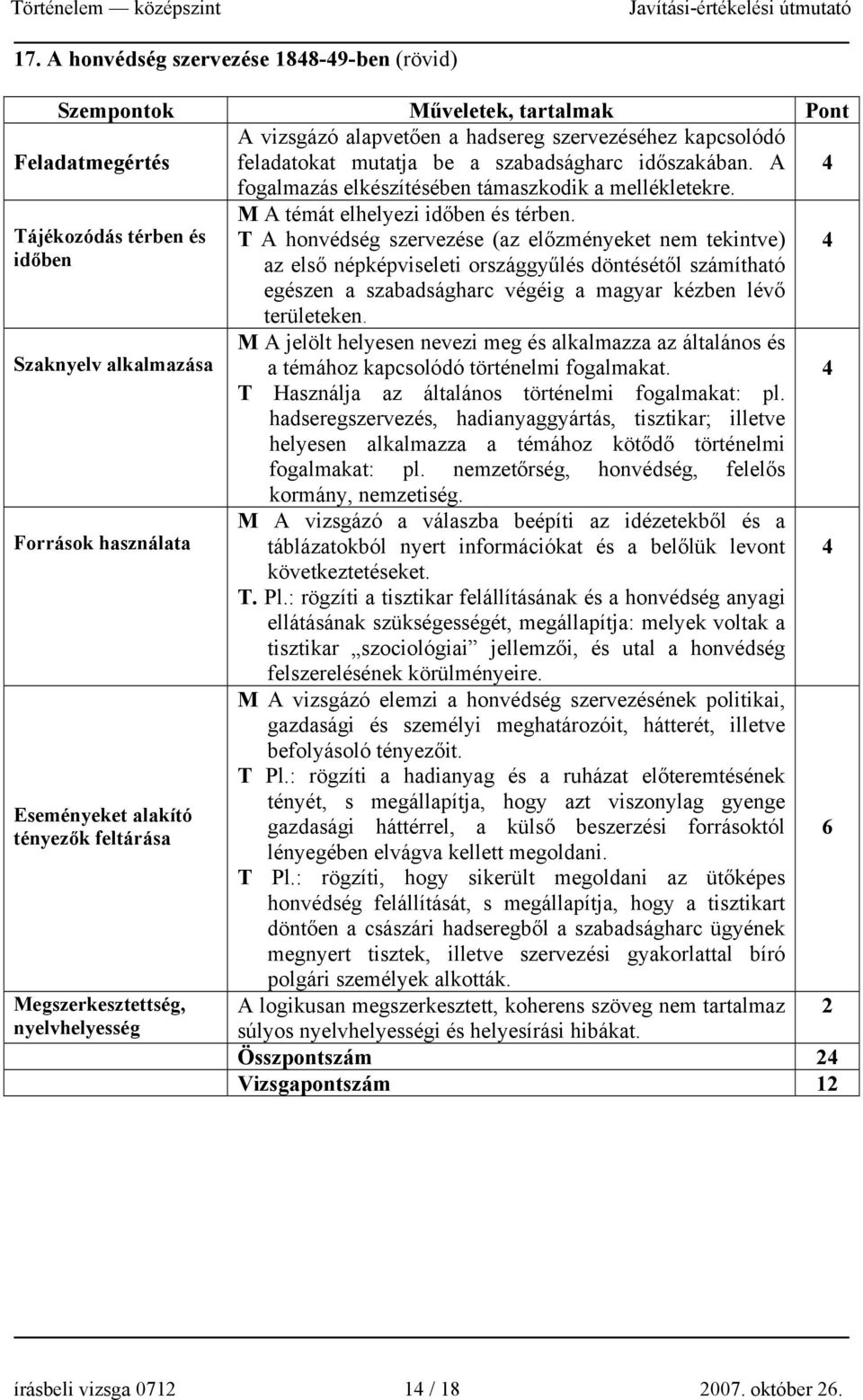 Tájékozódás térben és T A honvédség szervezése (az előzményeket nem tekintve) időben az első népképviseleti országgyűlés döntésétől számítható egészen a szabadságharc végéig a magyar kézben lévő