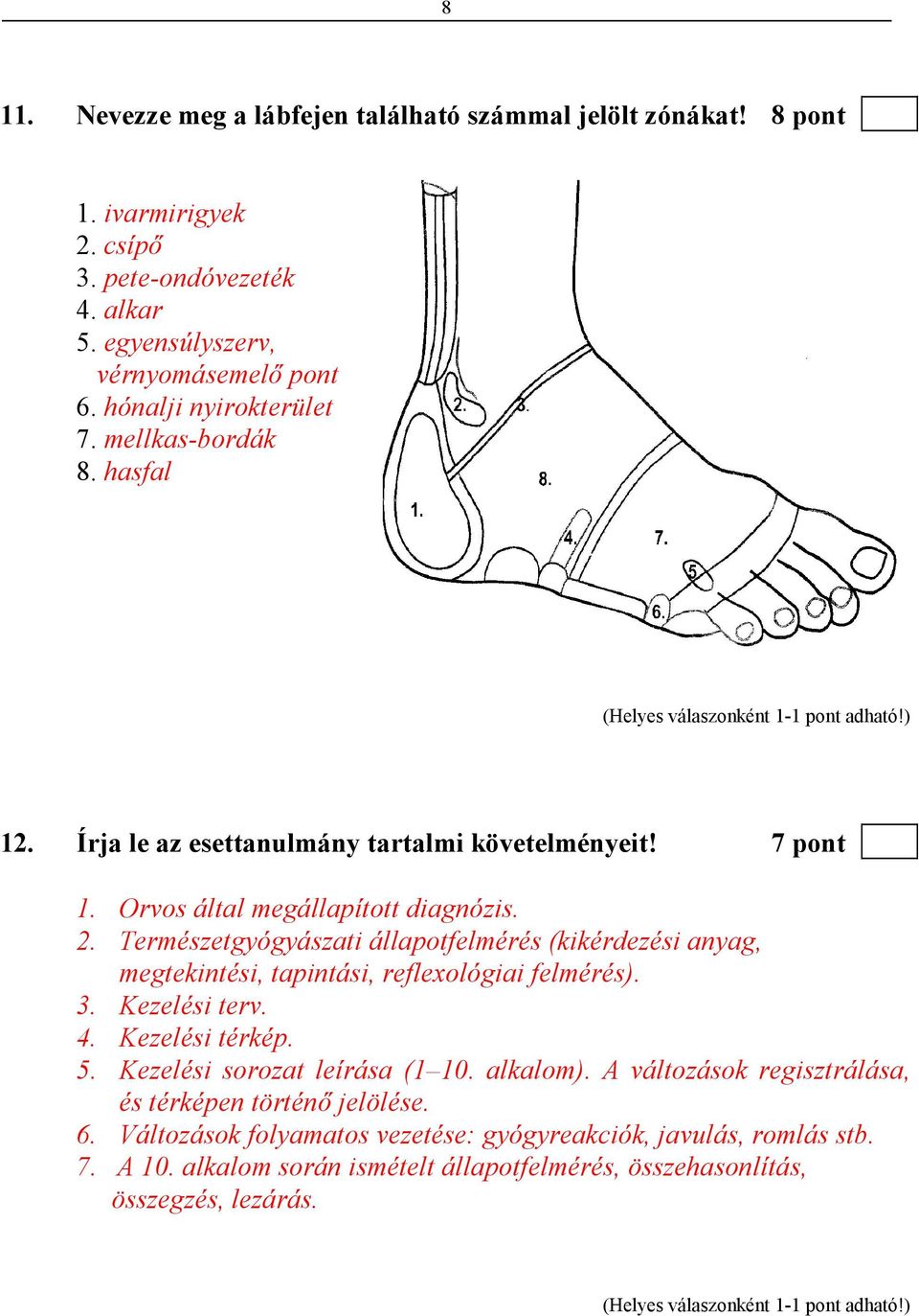 Természetgyógyászati állapotfelmérés (kikérdezési anyag, megtekintési, tapintási, reflexológiai felmérés). 3. Kezelési terv. 4. Kezelési térkép. 5. Kezelési sorozat leírása (1 10.