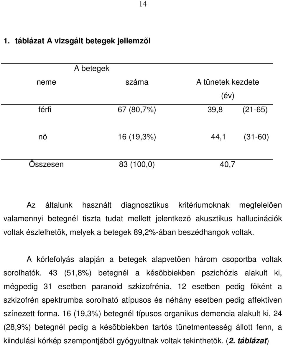 A kórlefolyás alapján a betegek alapvetõen három csoportba voltak sorolhatók.