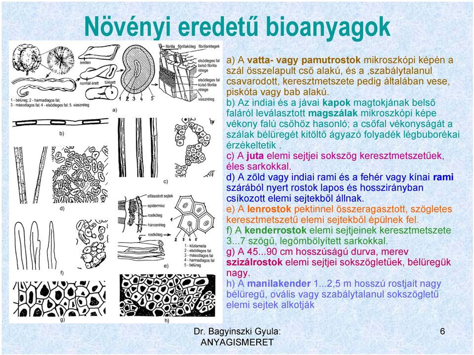 légbuborékai érzékeltetik. c) A juta elemi sejtjei sokszög keresztmetszetűek, éles sarkokkal.