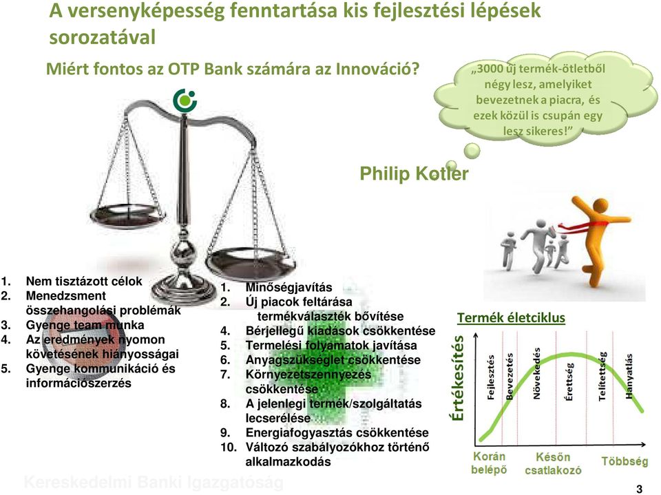 Minőségjavítás 2. Új piacok feltárása 3. A termékválaszték bővítése 4. Bérjellegű kiadások csökkentése 5. Termelési folyamatok javítása 6.