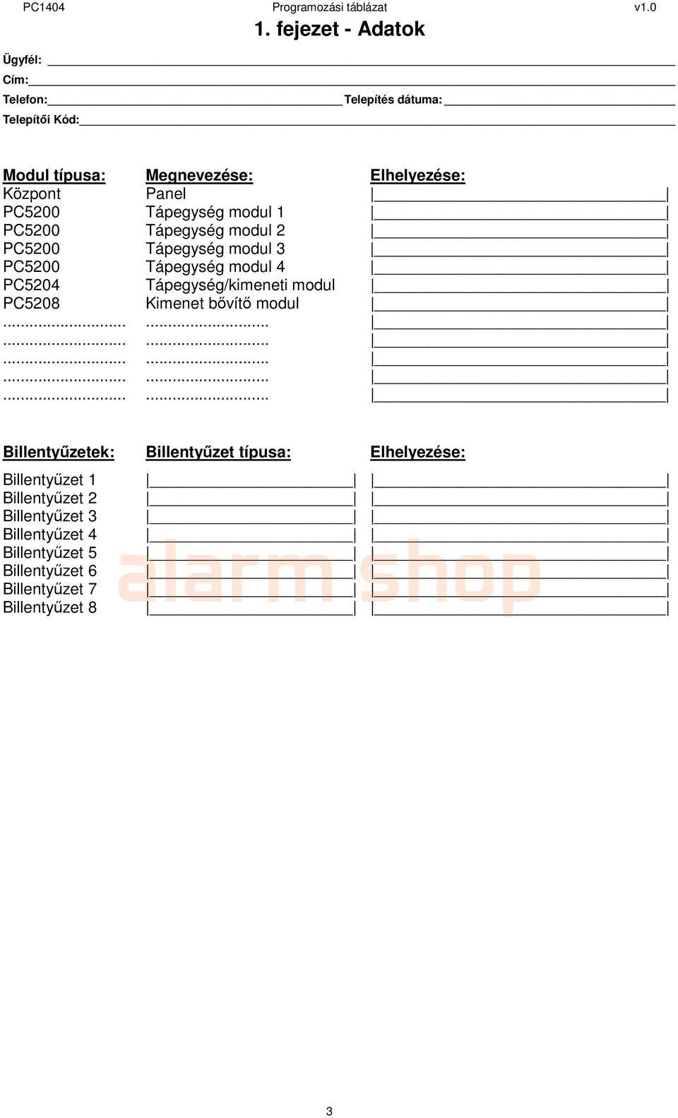 Tápegység/kimeneti modul PC5208 Kimenet bővítő modul.