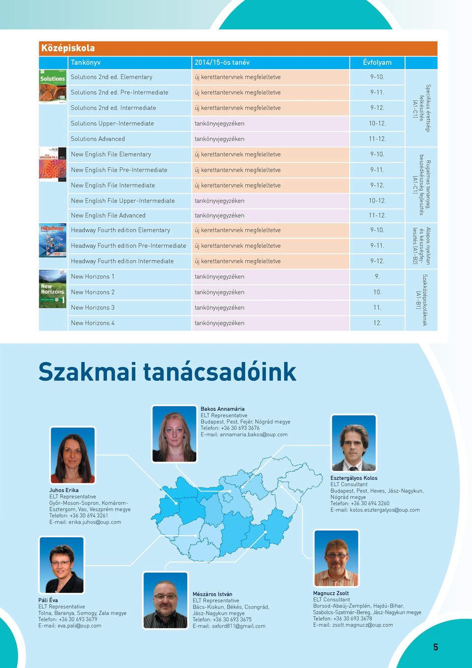 specifikus érettségi felkészítés (A1-C1) new English file Elementary új kerettantervnek megfeleltetve 9-10. new English file Pre-Intermediate új kerettantervnek megfeleltetve 9-11.