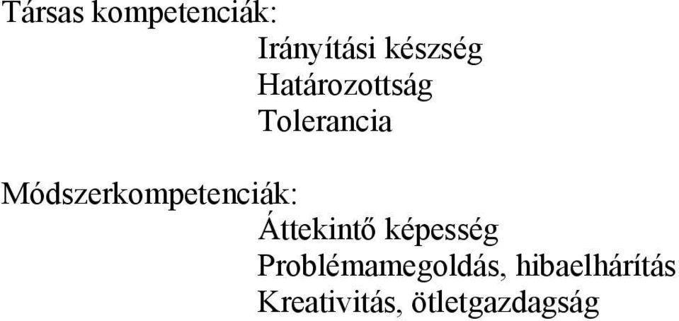 Módszerkompetenciák: Áttekintő képesség