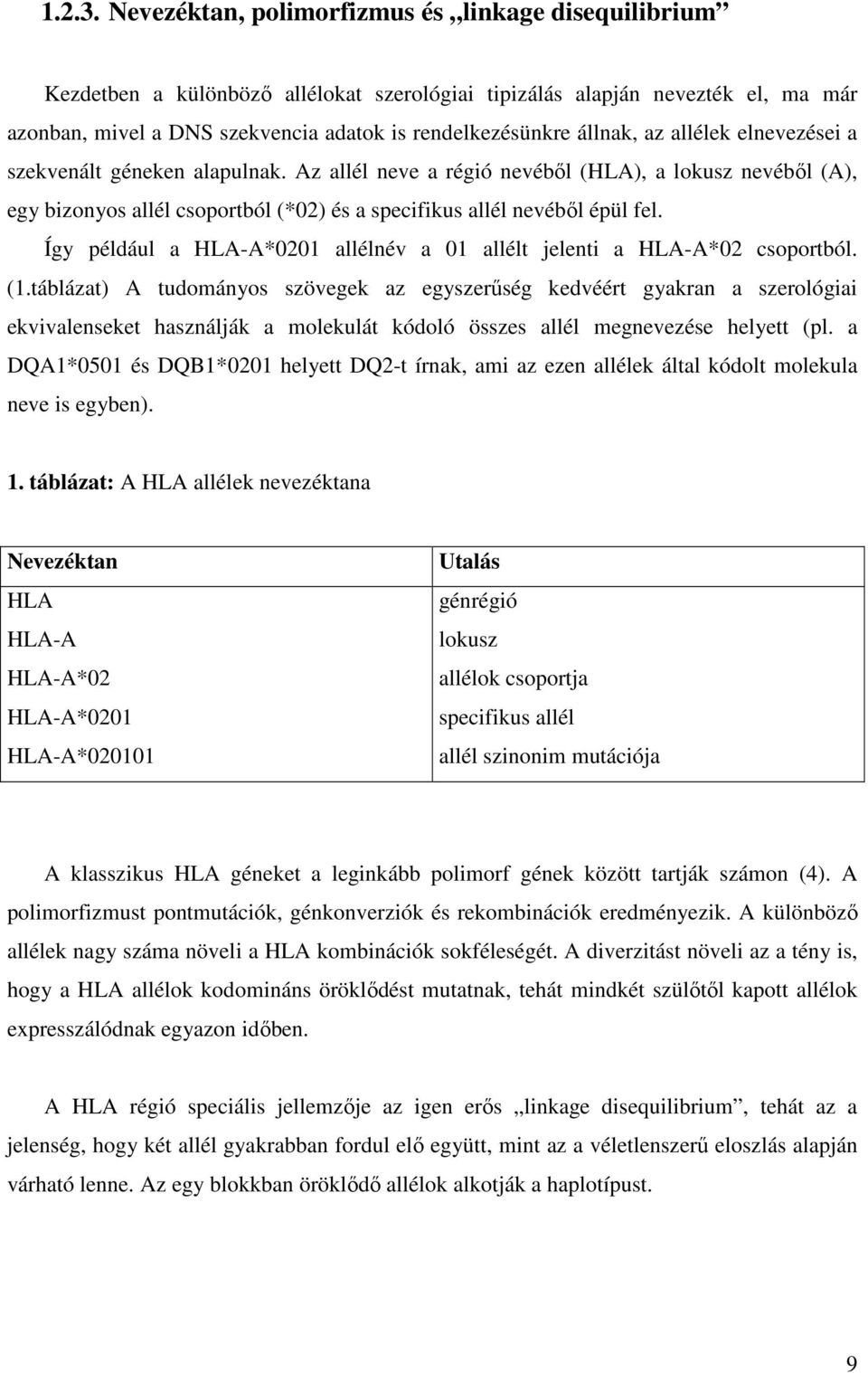 állnak, az allélek elnevezései a szekvenált géneken alapulnak. Az allél neve a régió nevéből (HLA), a lokusz nevéből (A), egy bizonyos allél csoportból (*02) és a specifikus allél nevéből épül fel.