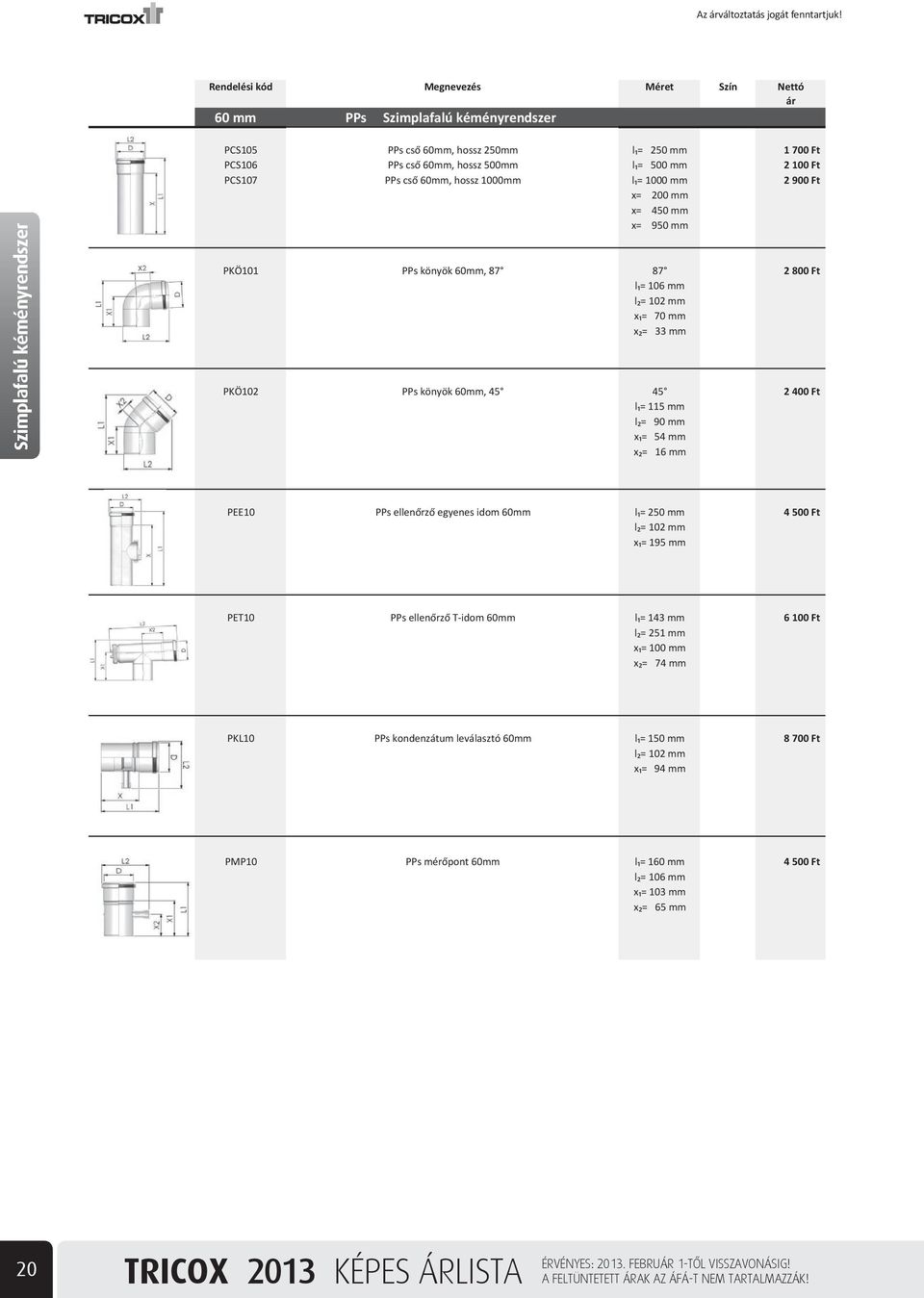 x = 54 mm x = 16 mm PEE10 PPs ellen rz egyenes idom 60mm l = 250 mm 4 500 Ft l = 102 mm x = 195 mm PET10 PPs ellen rz T-idom 60mm l = 143 mm 6 100 Ft l = 251 mm x = 100 mm x = 74 mm PKL10 PPs